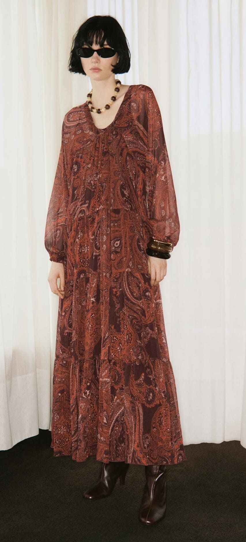 Vestido oversize con estampado paisley, Mango