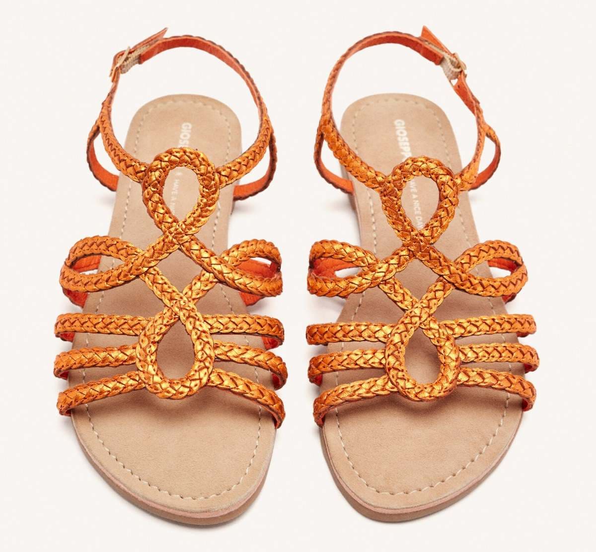 Gioseppo Sandalias planas de mujer de piel con trenzado