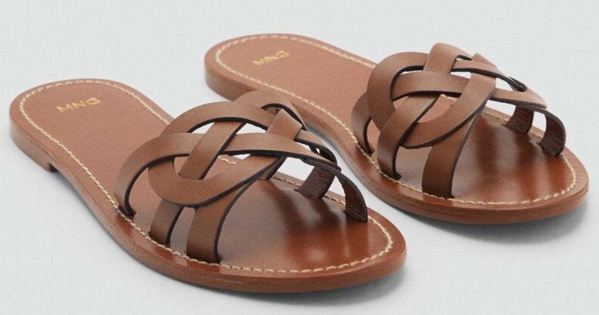 Sandalia piel tira entrelazada de Mango