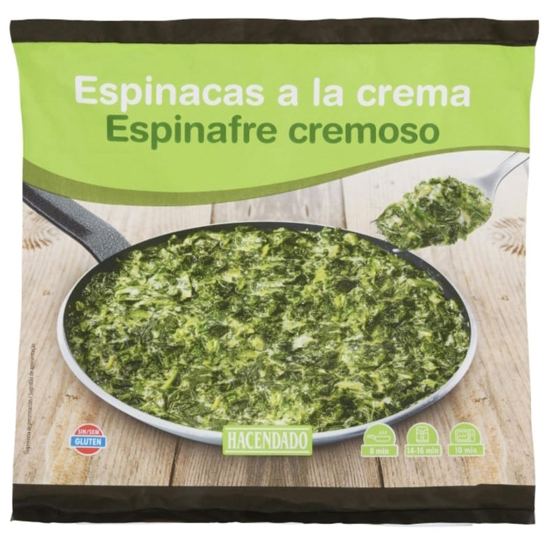 Espinacas a crema Hacendado ultracongeladas
