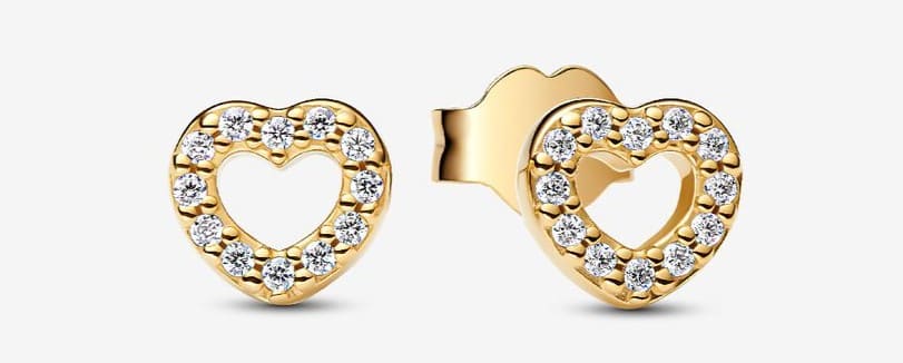 Pendientes de Botón Corazón Abierto de Pandora