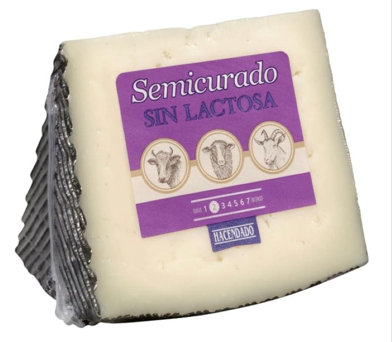 Queso semicurado sin lactosa mezcla Hacendado