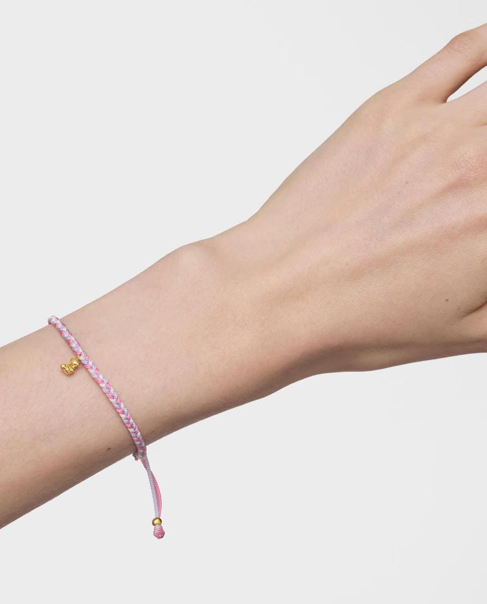 Pulsera Motivos oso bañada en oro 18 kt sobre plata y nylon