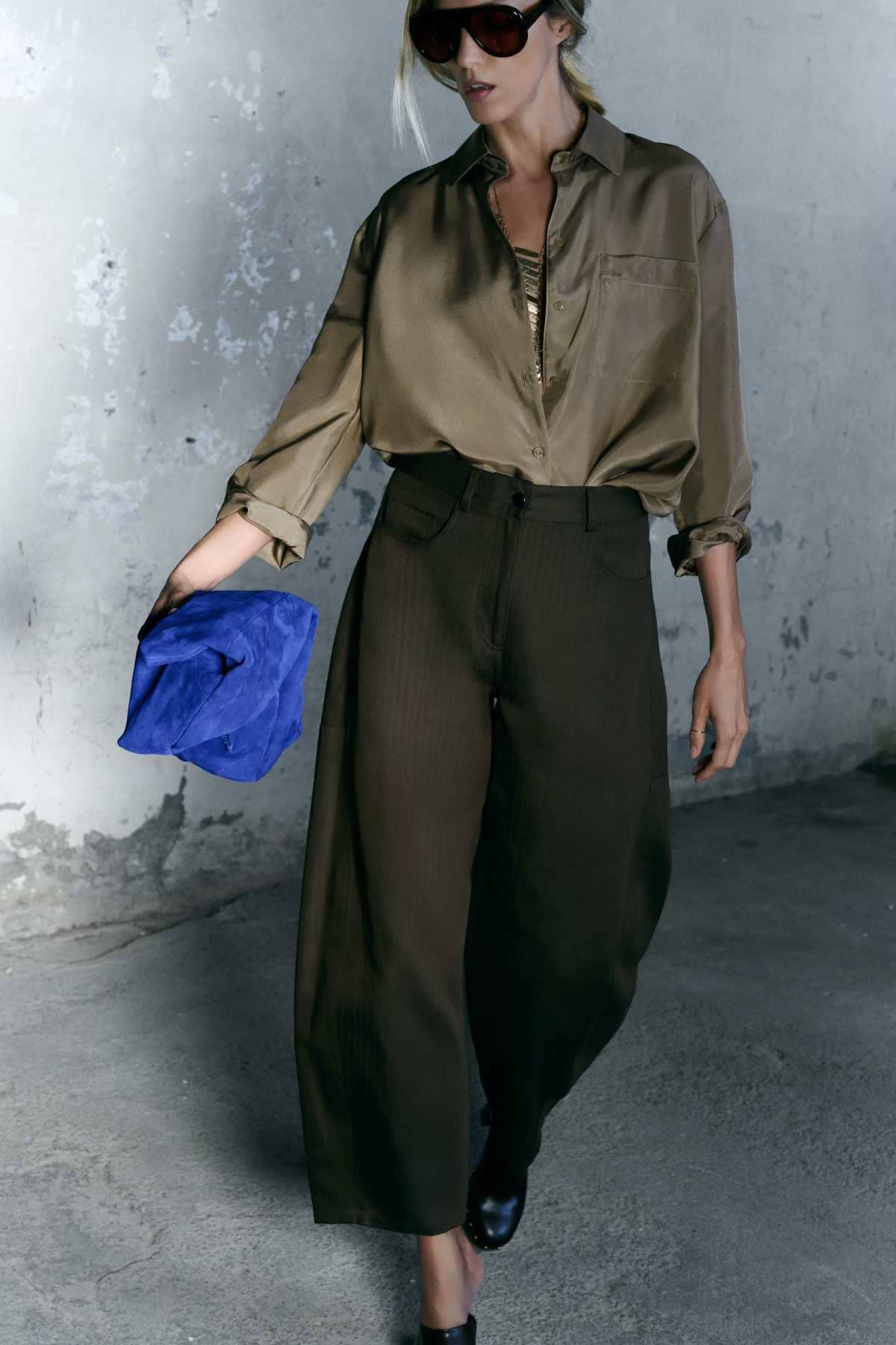 Pantalón ancho espiga zw collection de Zara