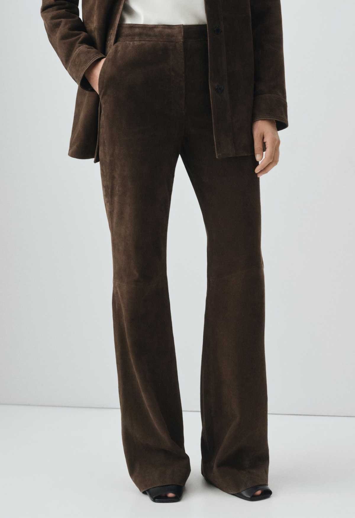 Pantalón flare 100% ante de Mango