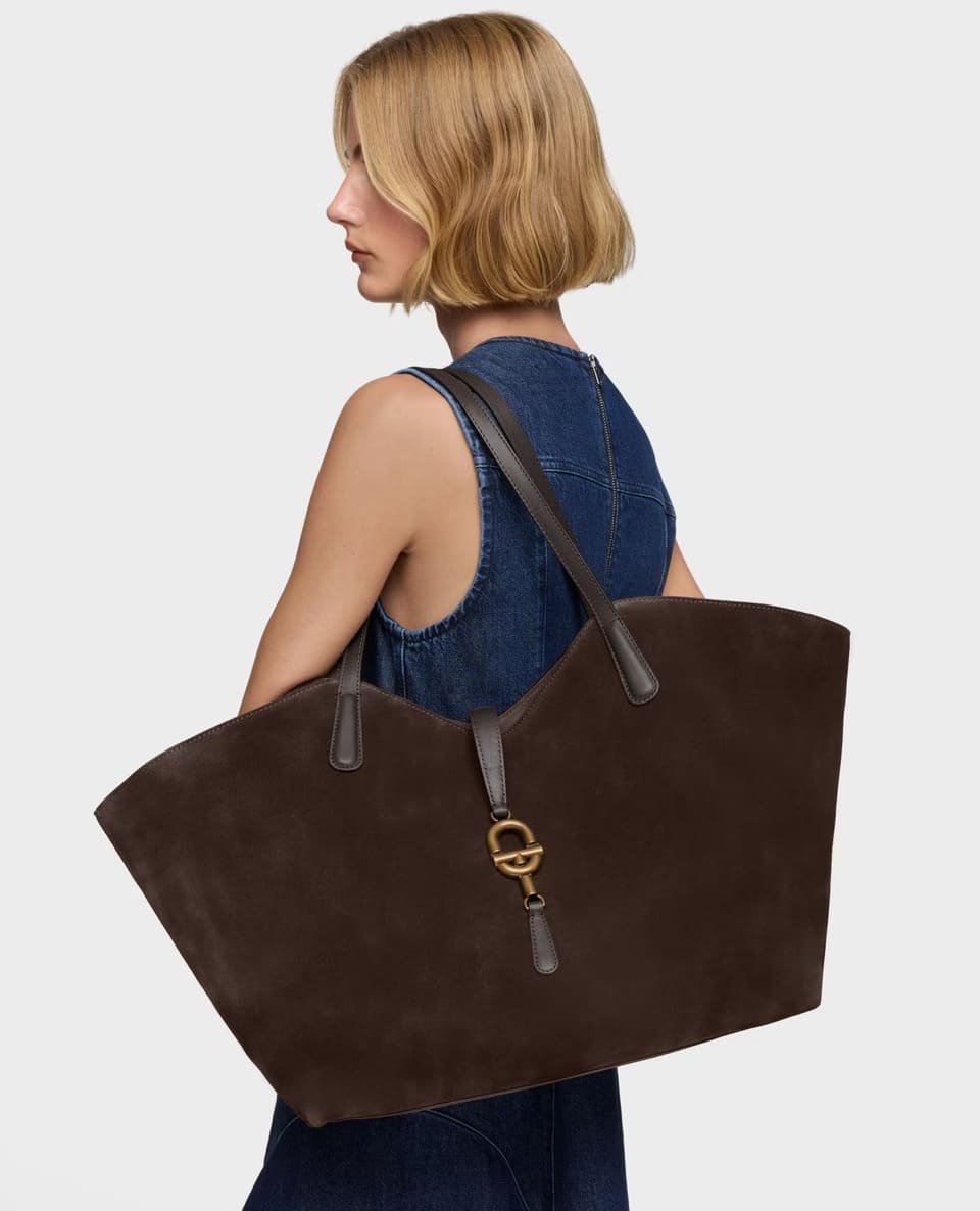 El bolso capazo grande de piel marrón oscuro Tous Manifesto