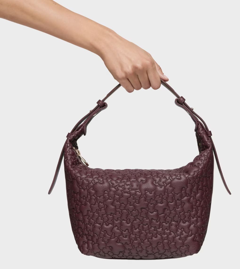 El bolso de hombro mediano burdeos Tous Puffy Bear