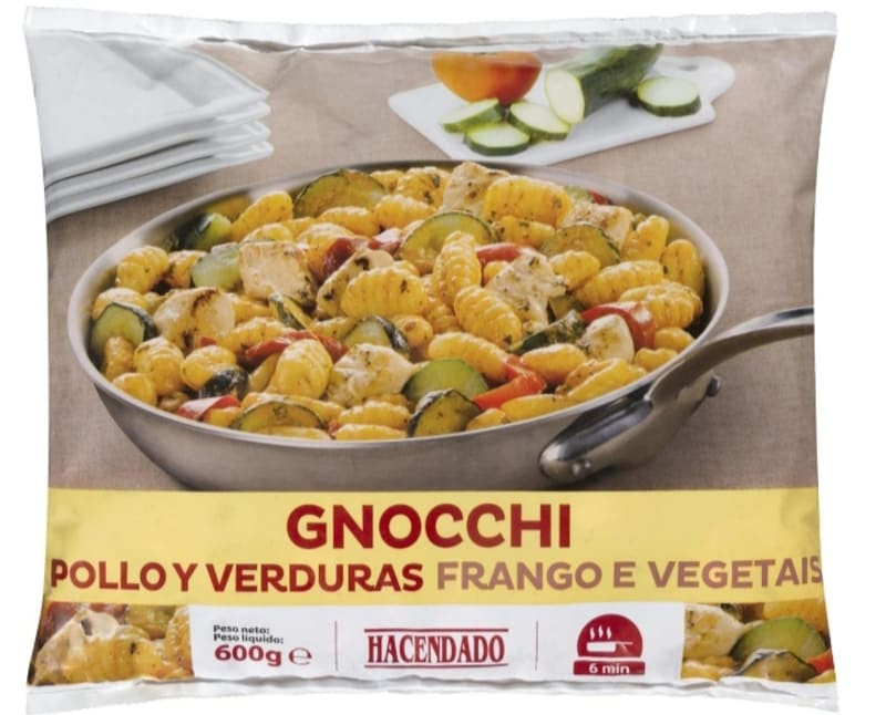 Gnocchi de pollo y verduras Hacendado ultracongelados