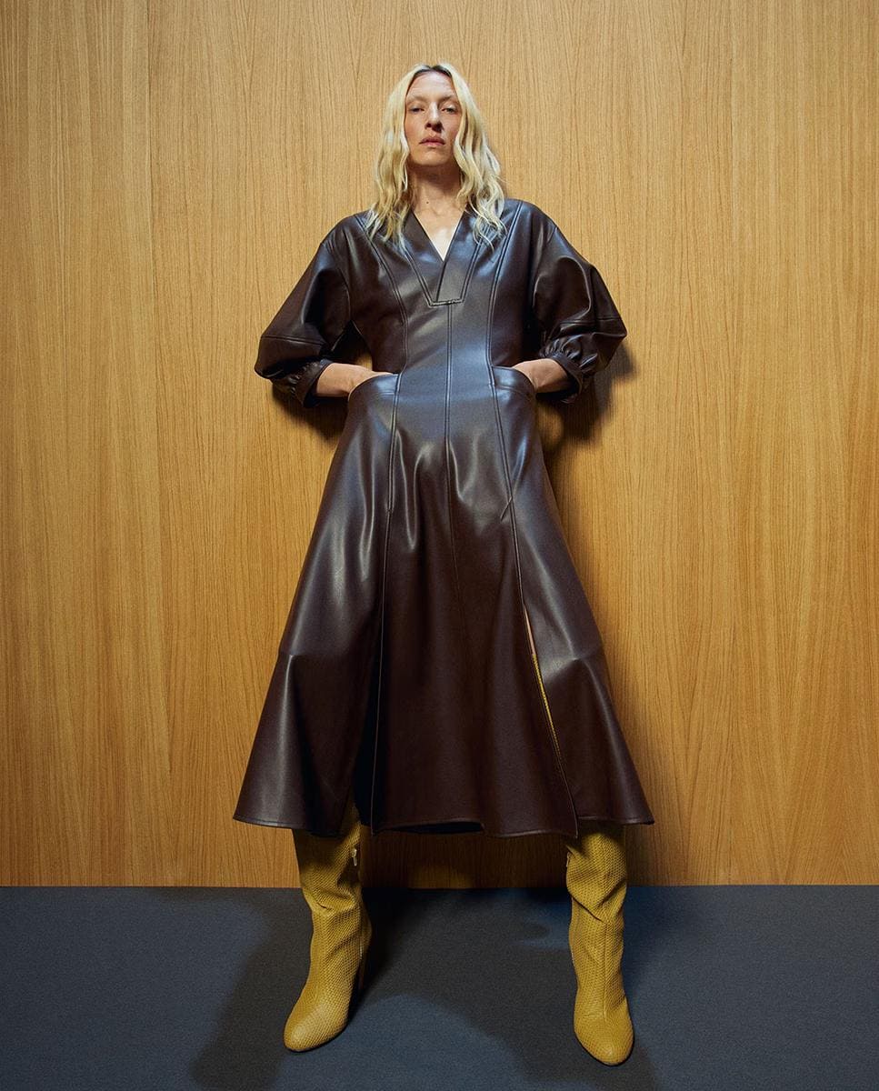 Vestido midi efecto piel