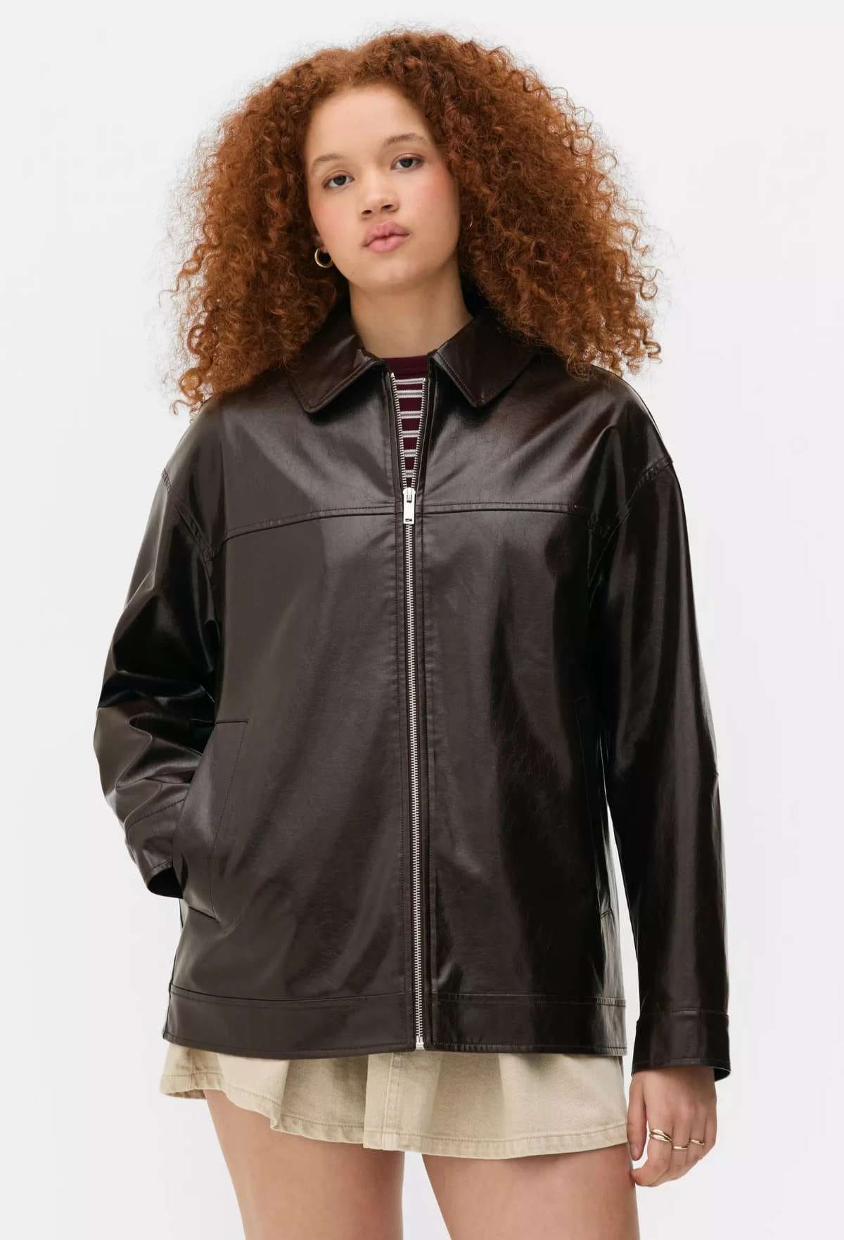 Chaqueta holgada brillante con cremallera de Primark