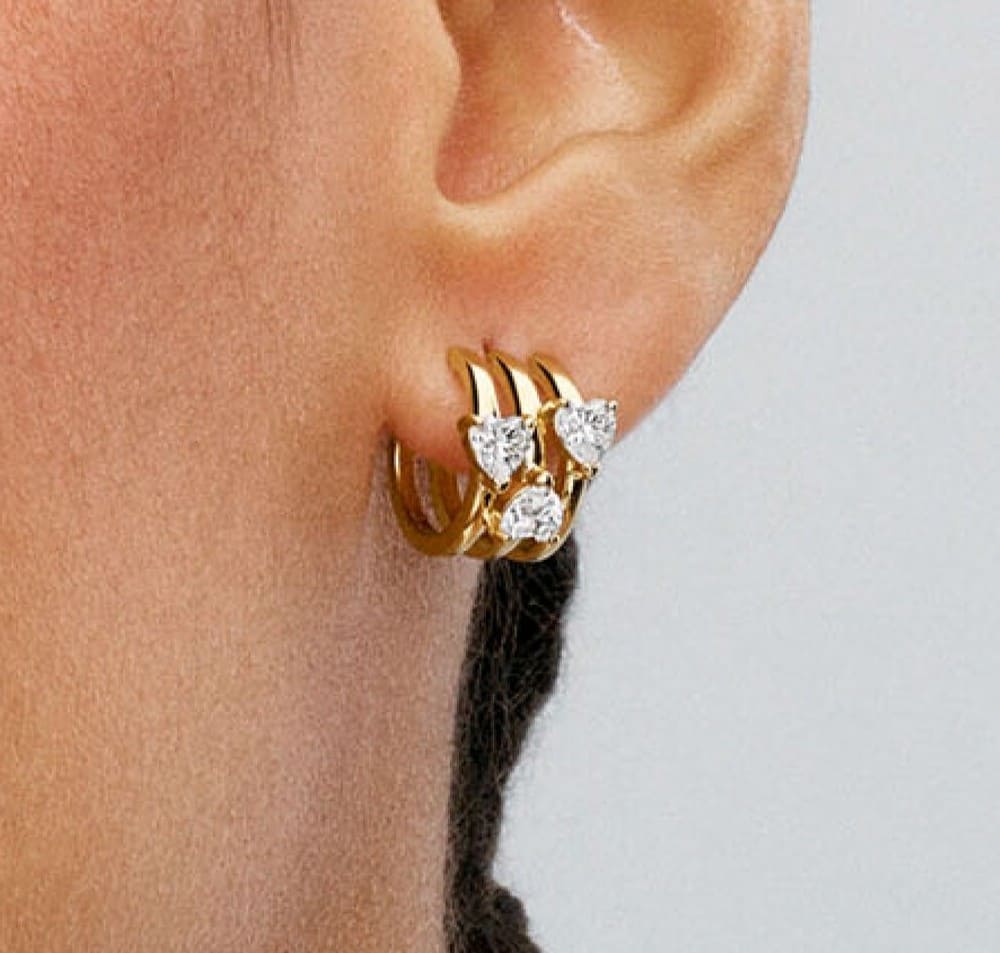 Pendientes de Aro Triple Corazón de Pandora