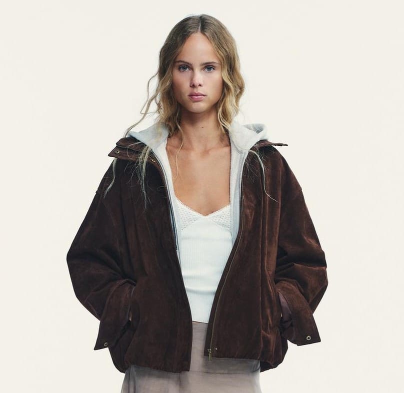 Chaqueta de piel efecto ante