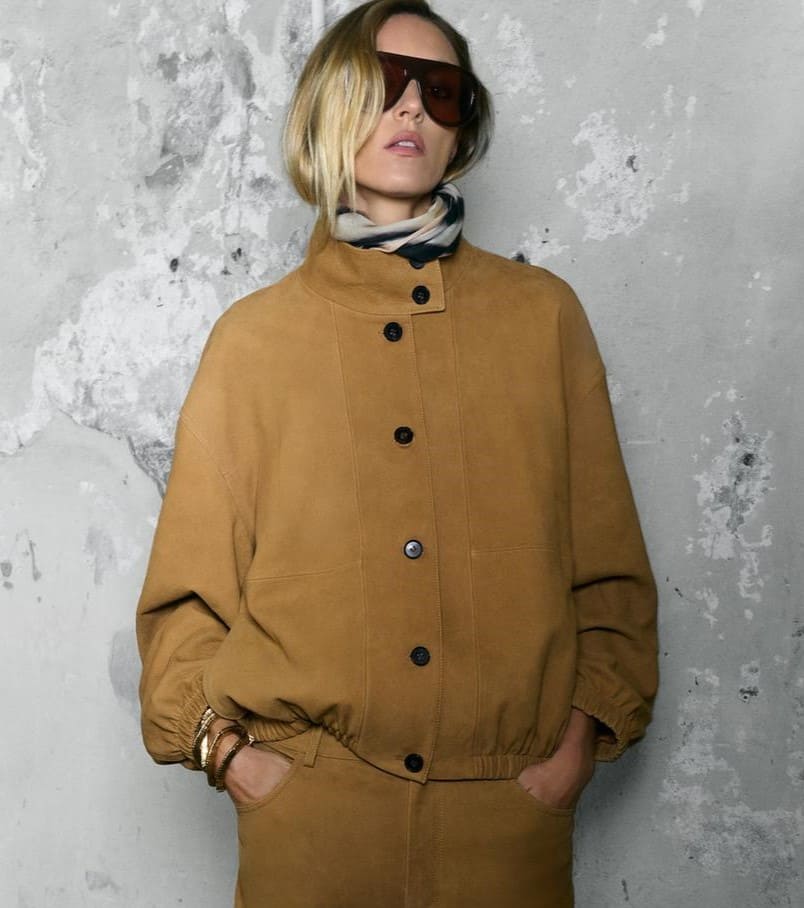 Cazadora bomber de piel ZW COLLECTION LIMITED EDITION