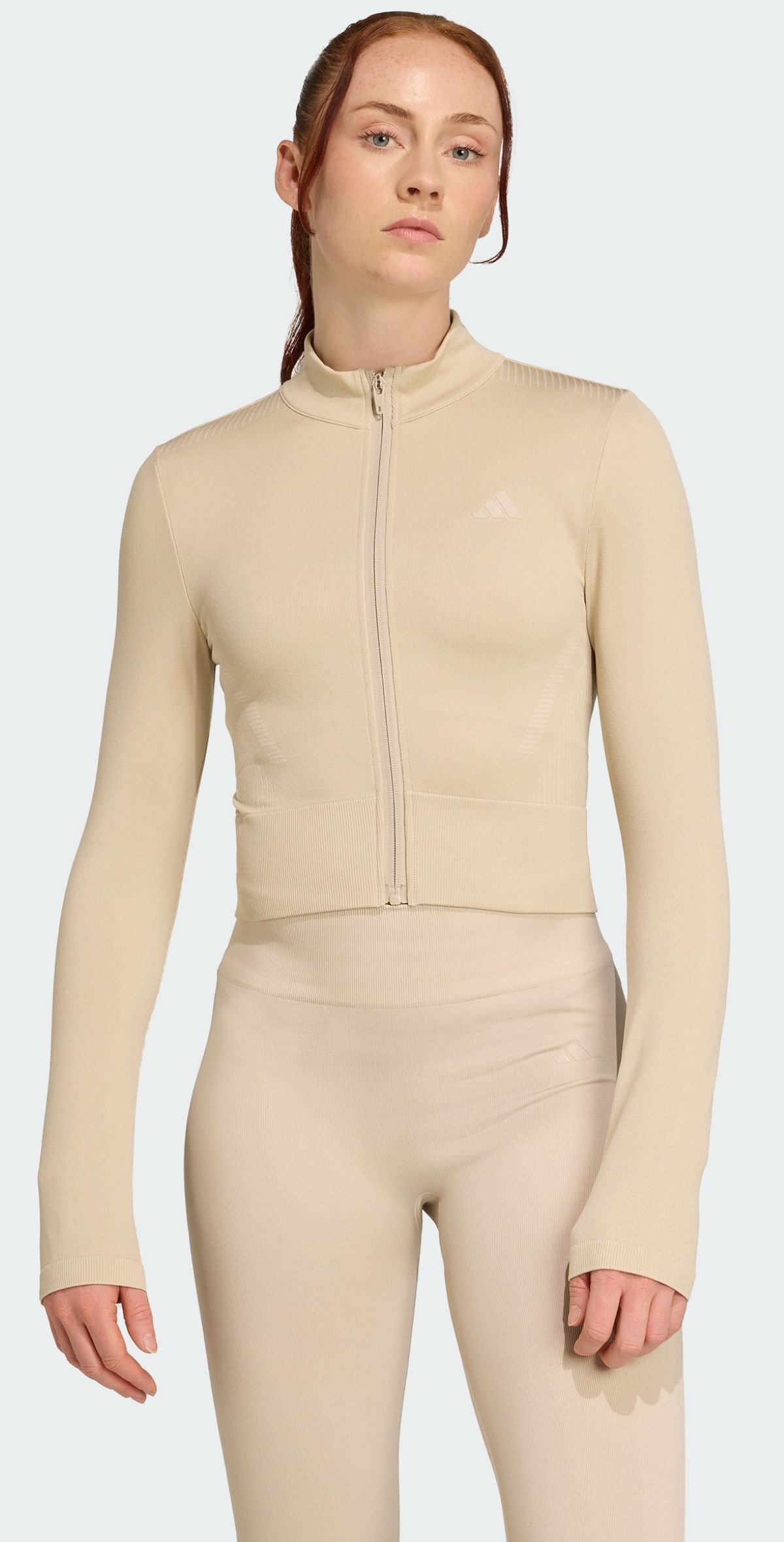 Chaqueta de punto Adidas Workout Essentials beige de Decathlon