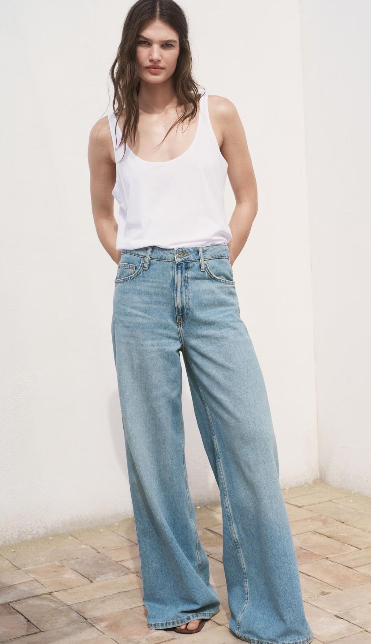 Jeans wide leg de tiro alto