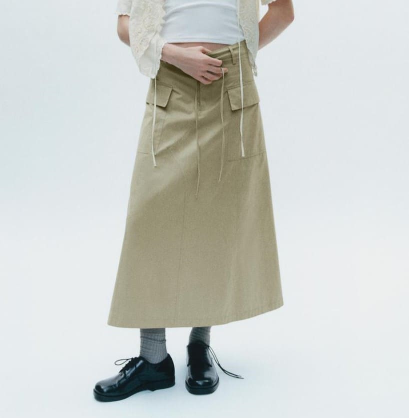 Falda midi cargo
