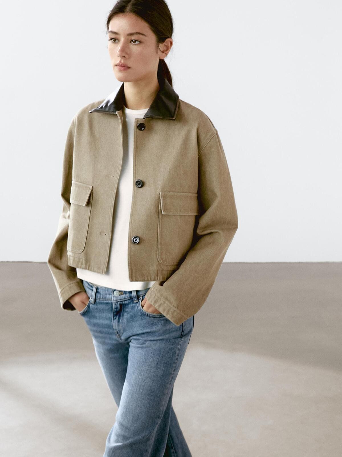 Chaqueta con cuello de piel extraíble, Massimo Dutti