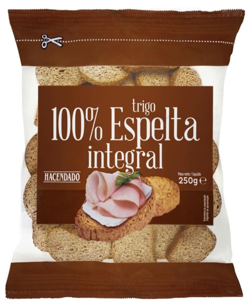 Pan tostado 100 espelta integral Hacendado