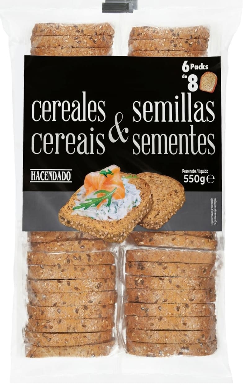 Pan tostado cereales y semillas Hacendado