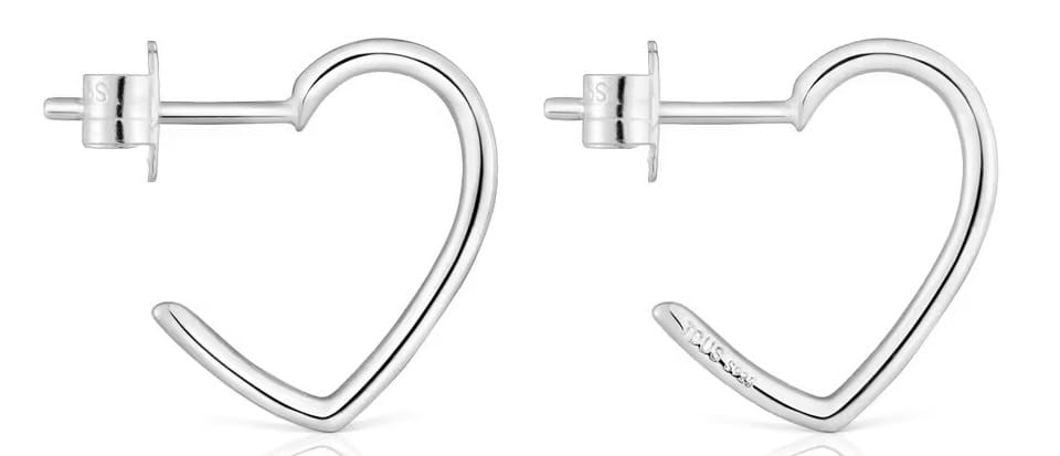 Los pendientes aro de plata motivo corazón New Silueta de Tous