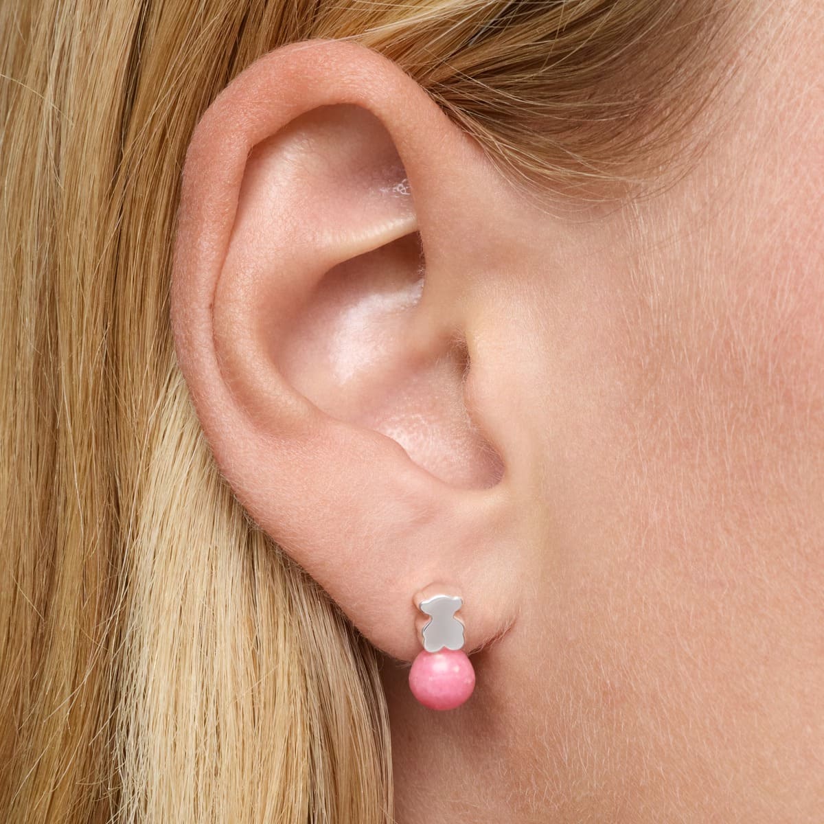 Los pendientes de plata y rodonita Icon Mesh de Tous