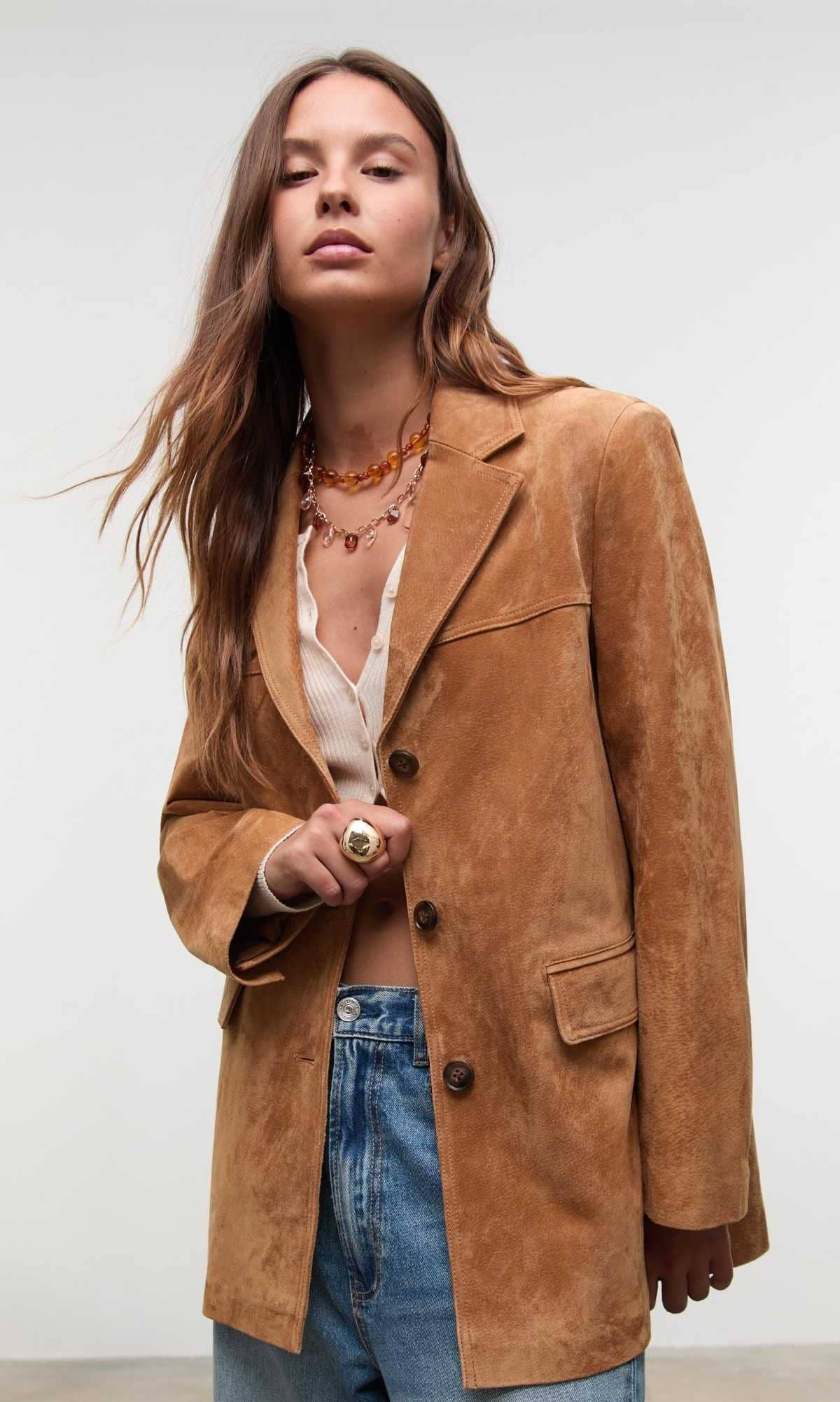 Chaqueta americana 100 piel de Stradivarius