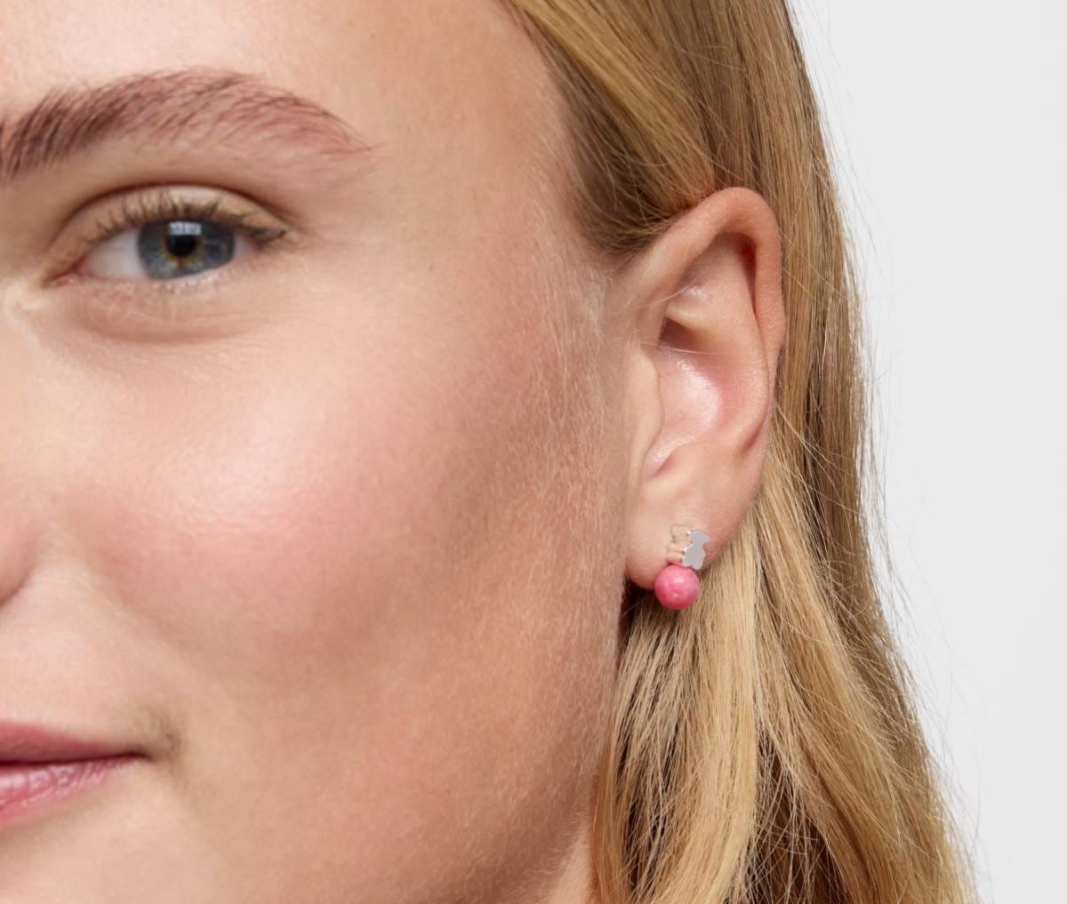 Pendientes de plata y rodonita Icon Mesh de TOUS