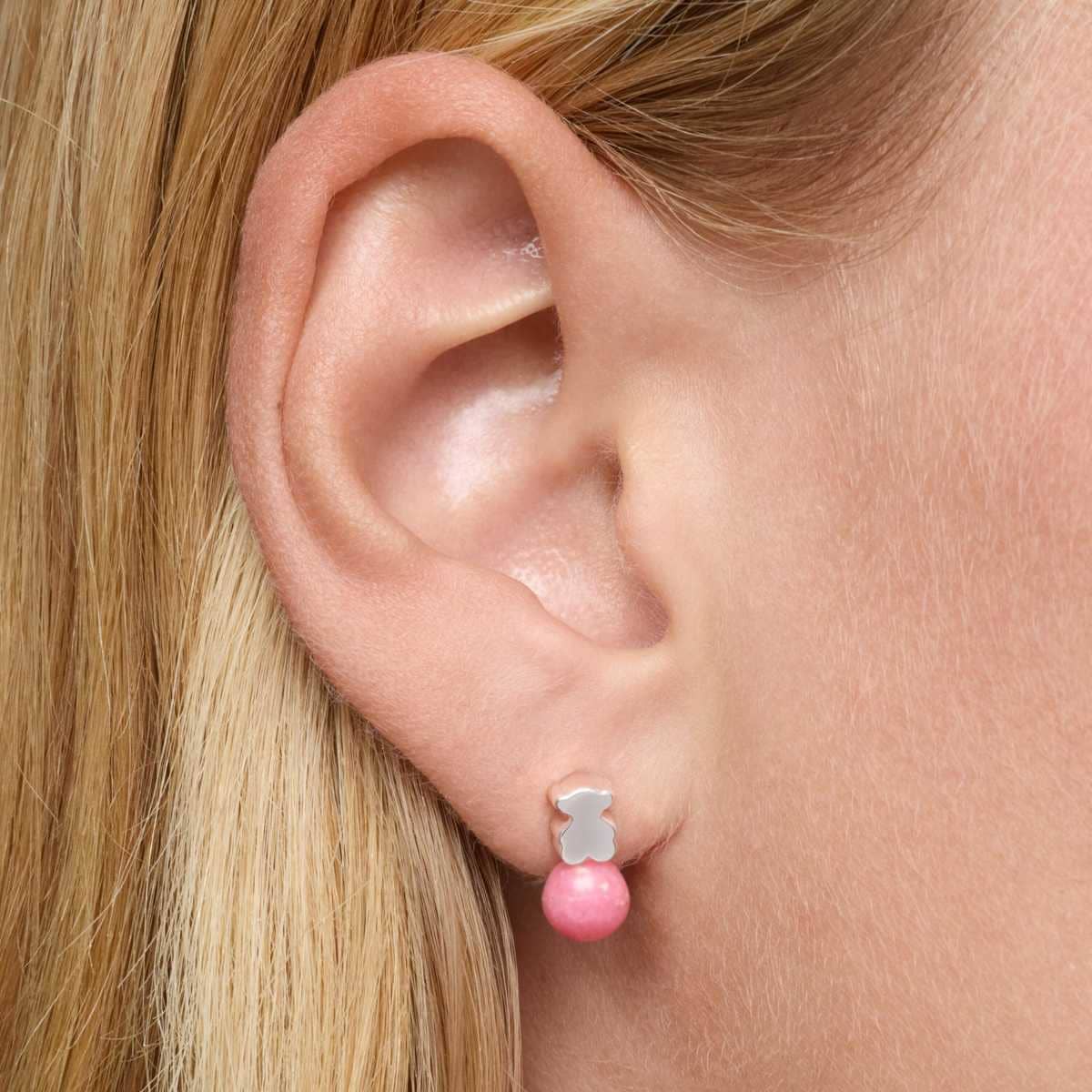 Pendientes de plata y rodonita Icon Mesh de TOUS