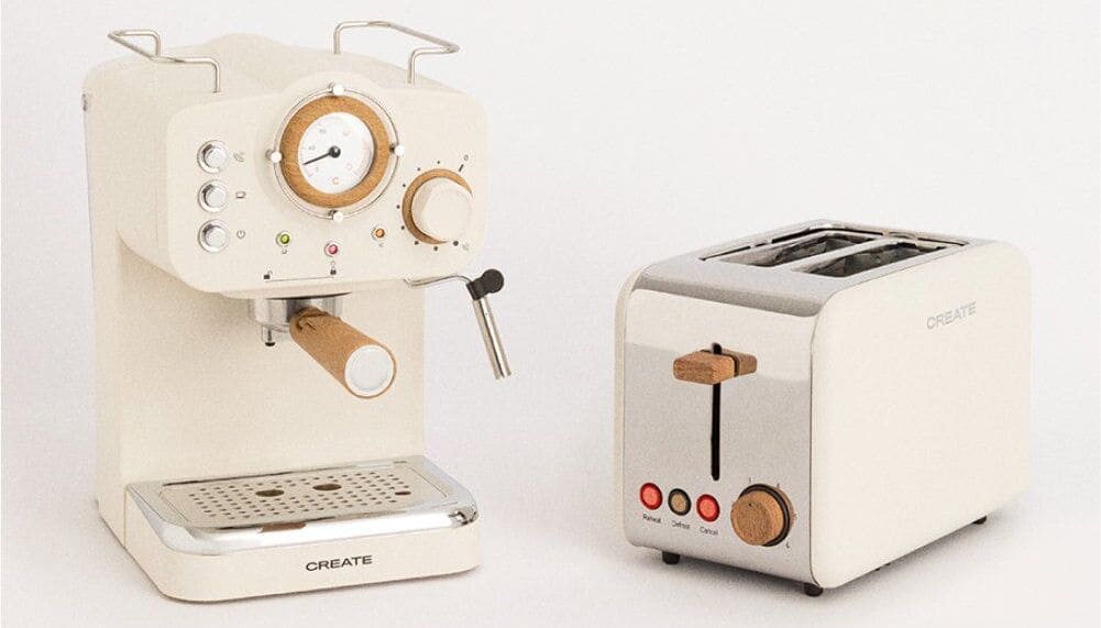 El pack Toast Retro Tostadora + Thera Retro Cafetera express de Create en Leroy Merlin