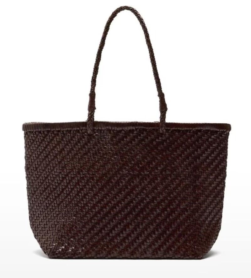 Bolso de hombro estilo shopper de piel trenzada abierto en liso