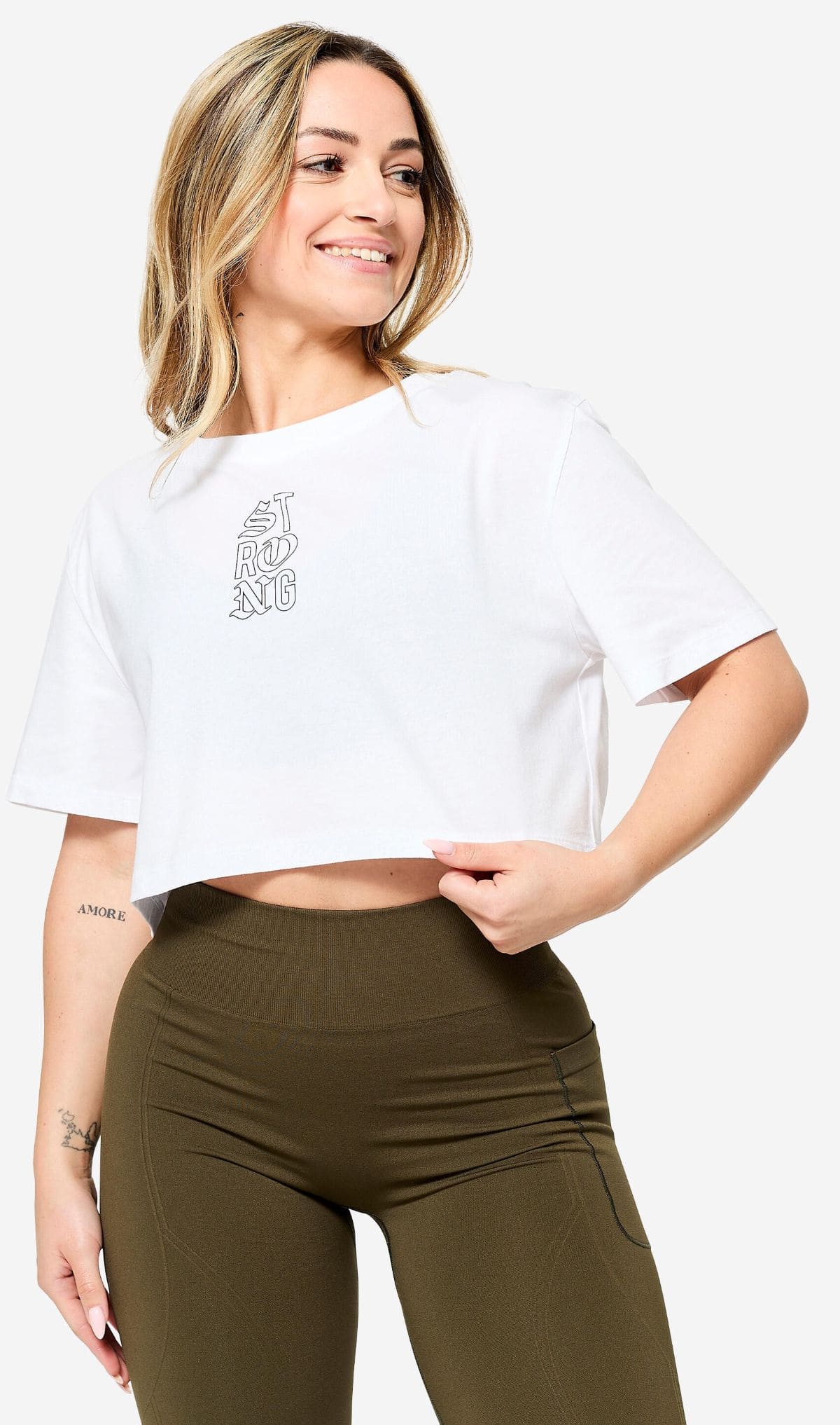 Camiseta crop top corte holgado Domyos de Decathlon