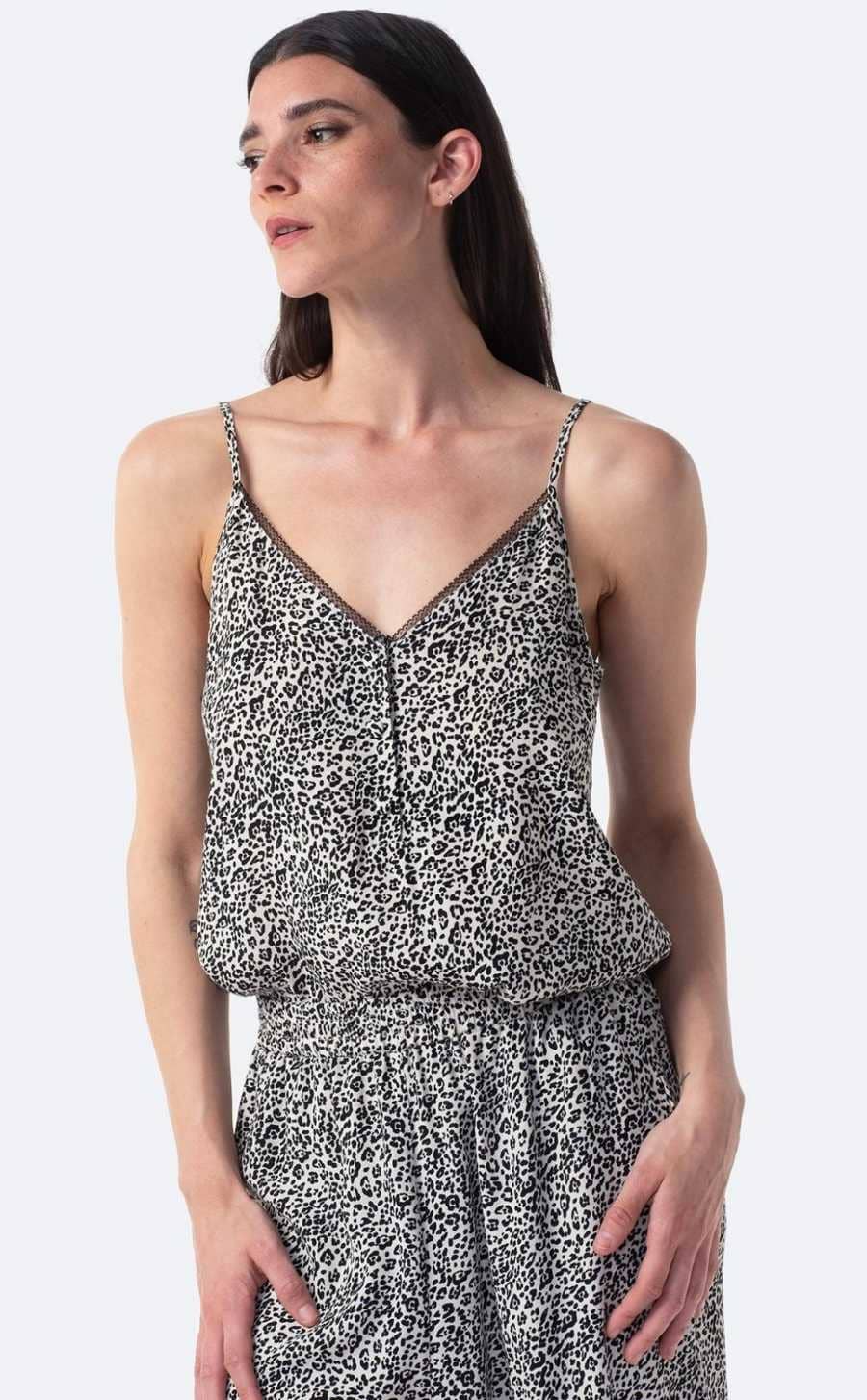 Blusa de tirantes con detalle encaje en el cuello de Mujer TEX de Carrefour