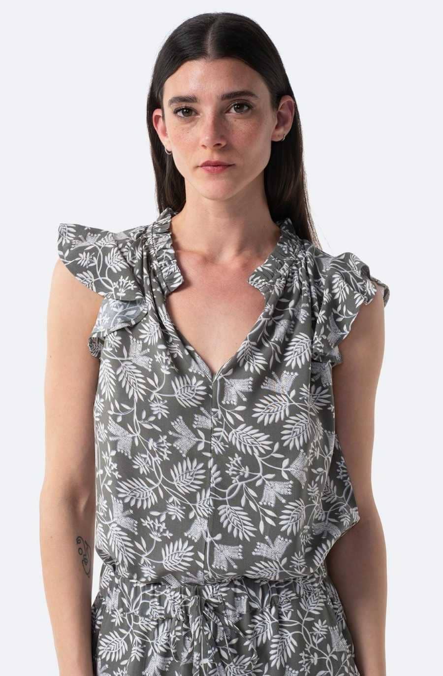 Blusa estampada de manga corta con volante de Mujer TEX de Carrefour