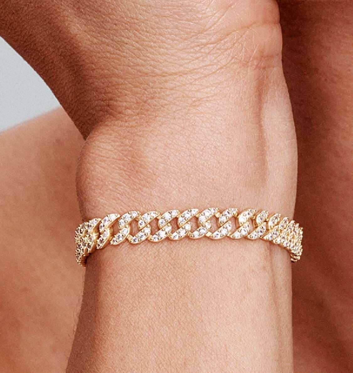 Pulsera Cadena Cubana en Pavé de Pandora