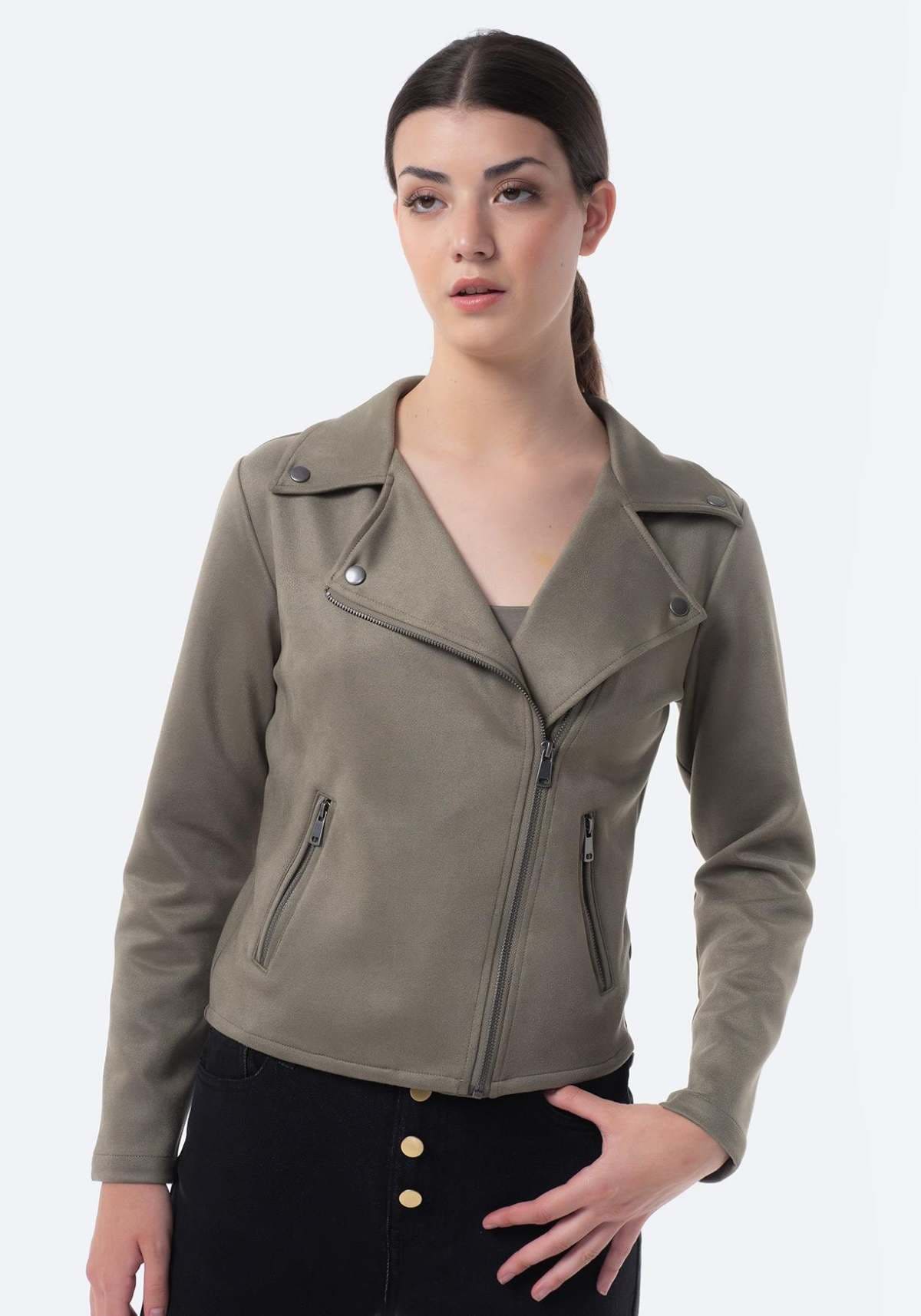 Cazadora corta lisa de antelina de Mujer TEX en Carrefour