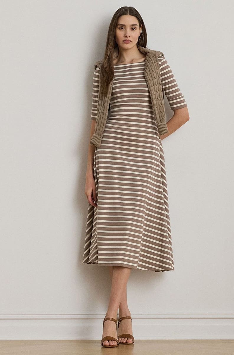 Lauren Ralph Lauren Vestido midi de algodón elástico en El Corte Inglés