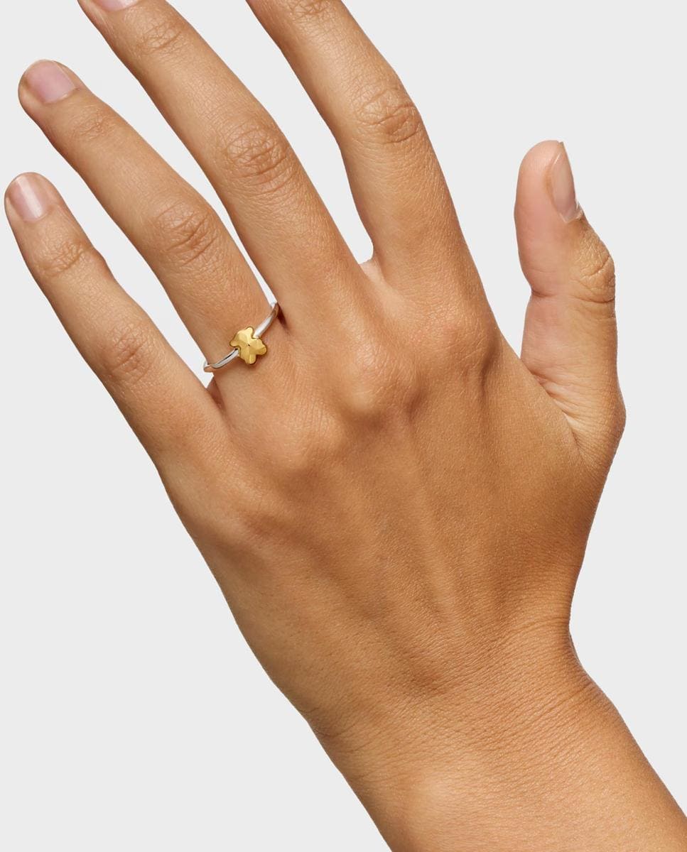 Anillo Icon Metal de oso bicolor