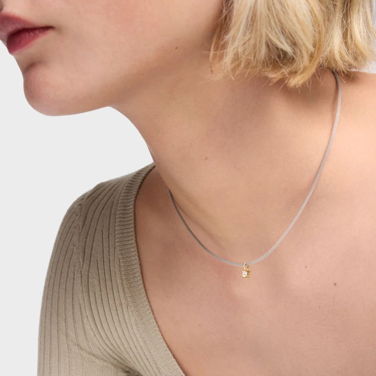 Collar de acero, oro 14 kt y diamantes creados en laboratorio TOUS Mesh LGD