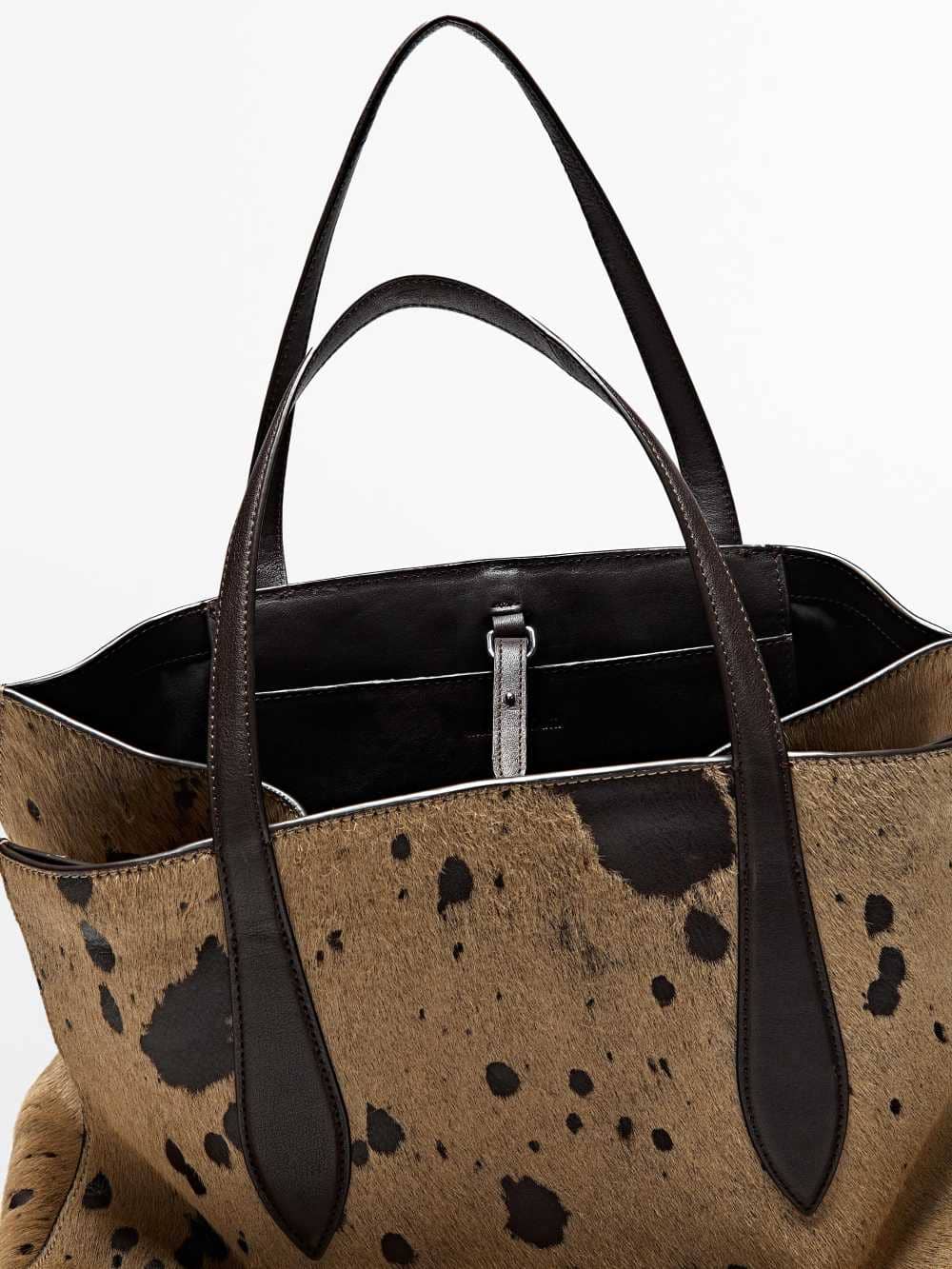 Bolso maxi icon piel con pelo estampado de Maximo Dutti