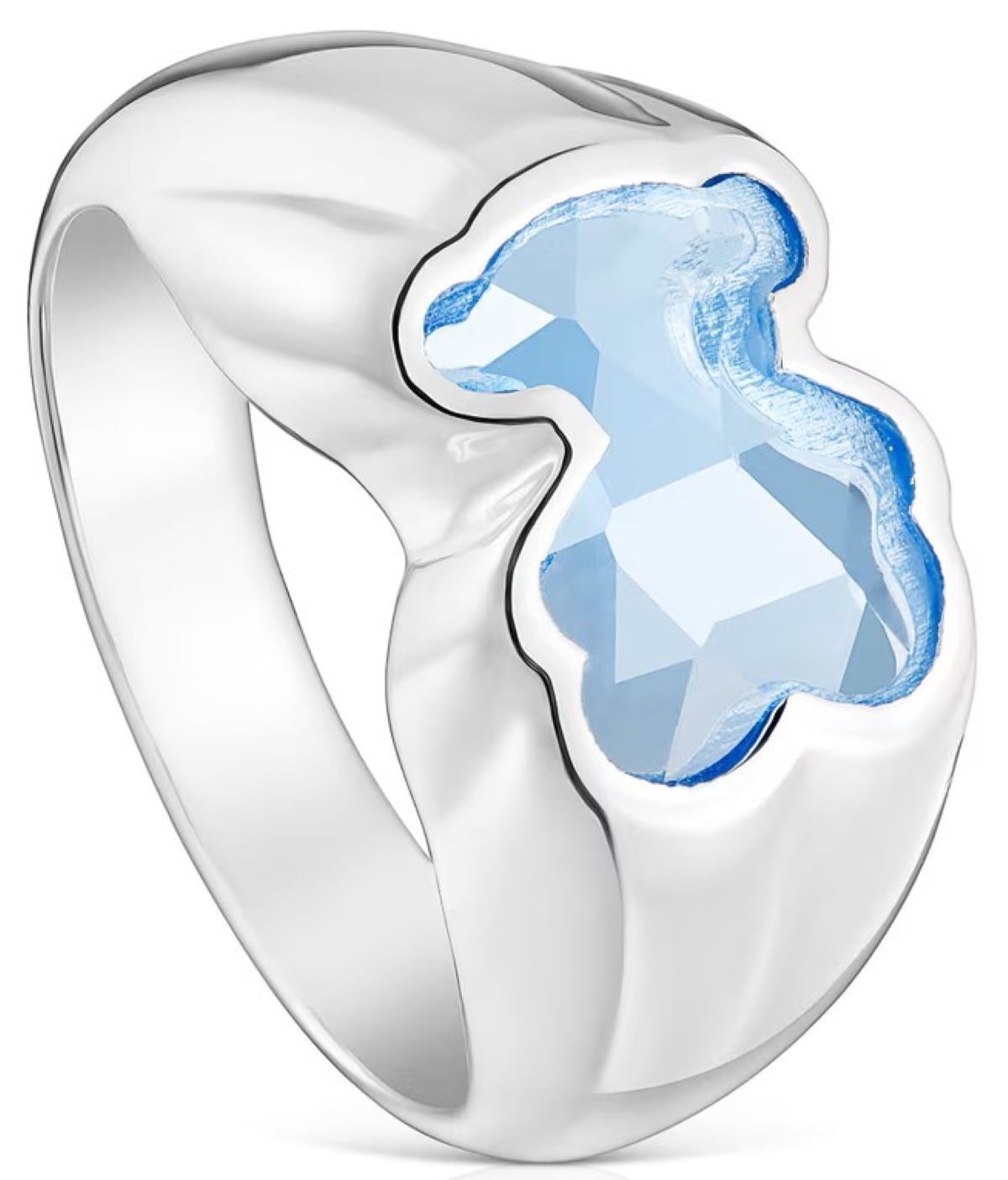 Anillo mediano de plata y espinela azul creada en laboratorio Icon Color LGG de Tous