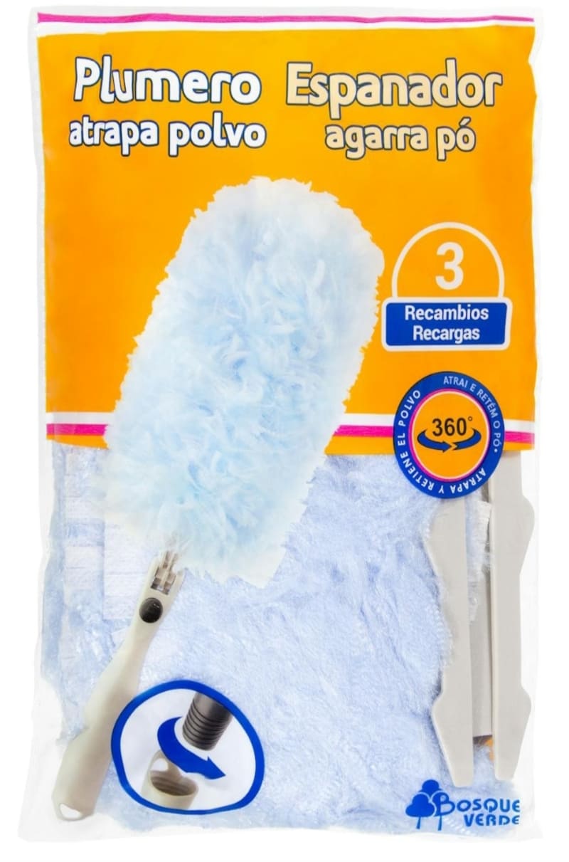 Plumero atrapa polvo Bosque Verde 1 mango + 3 recambios