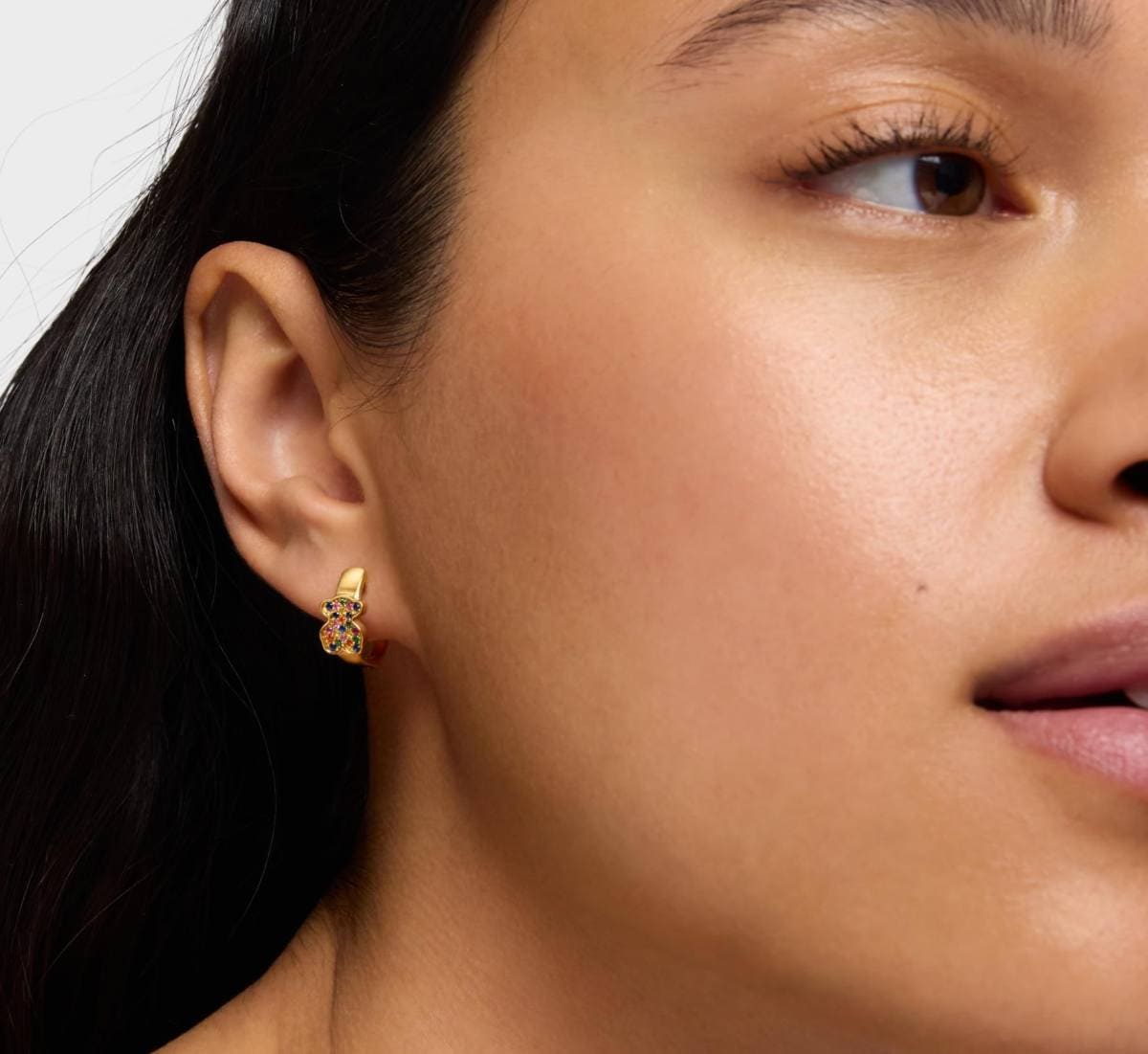 TOUS Pendientes de Plata de Primera Ley con Baño de Oro 18kt y Gemas Multicolor