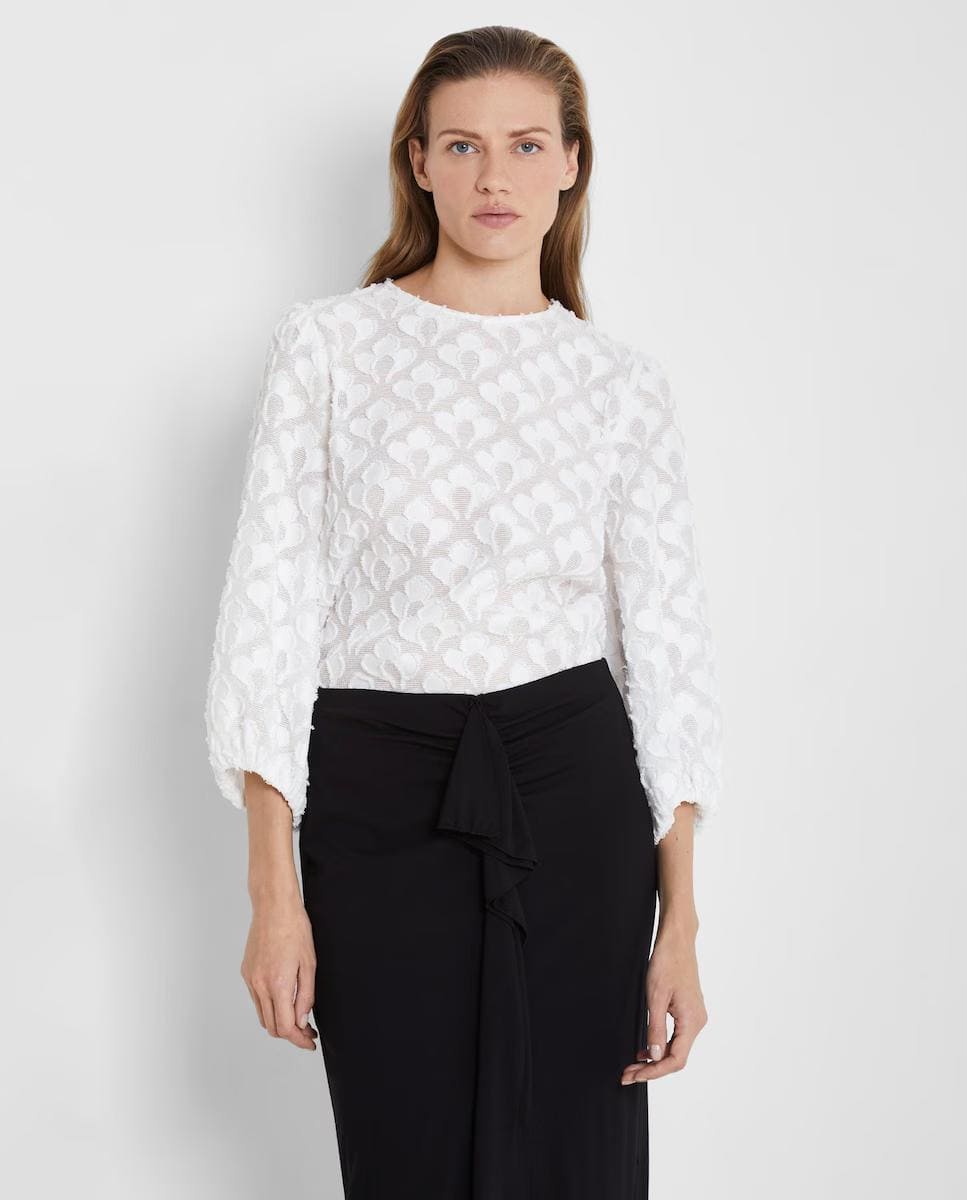 Blusa Jacquard con manga abombada, Trucco
