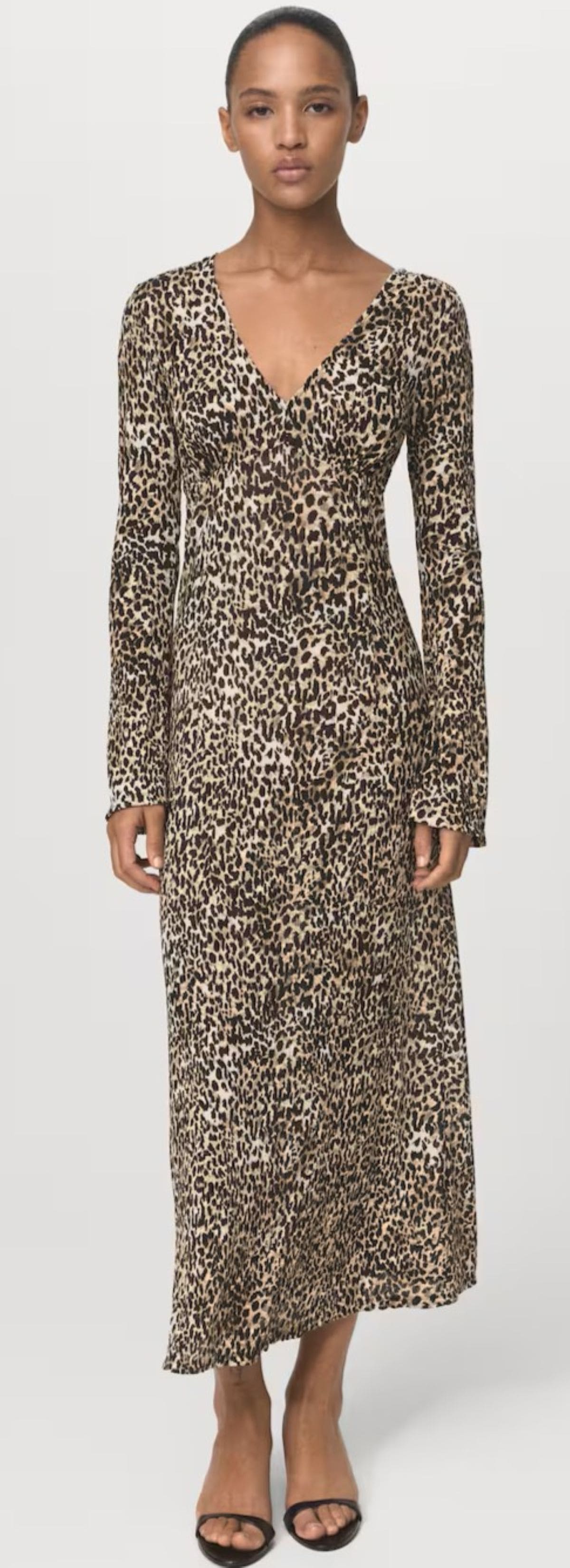 Vestido estampado cuello pico de Mango