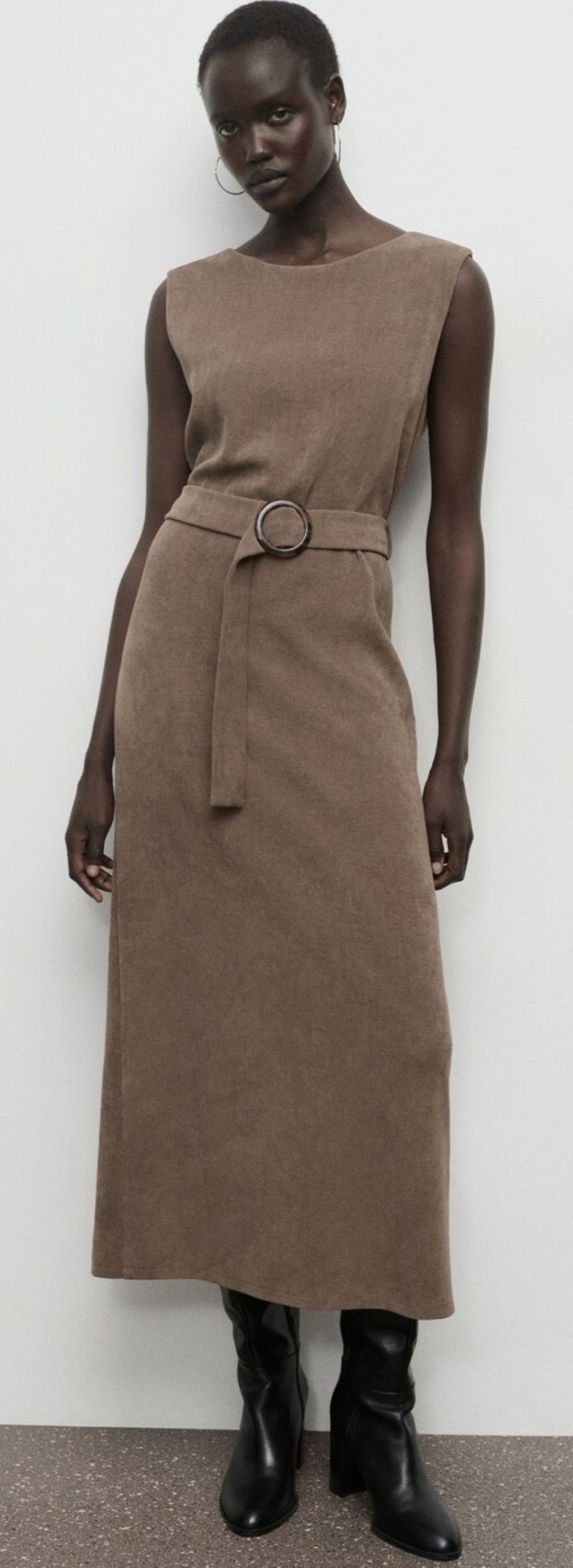 Vestido punto cinturón de Mango