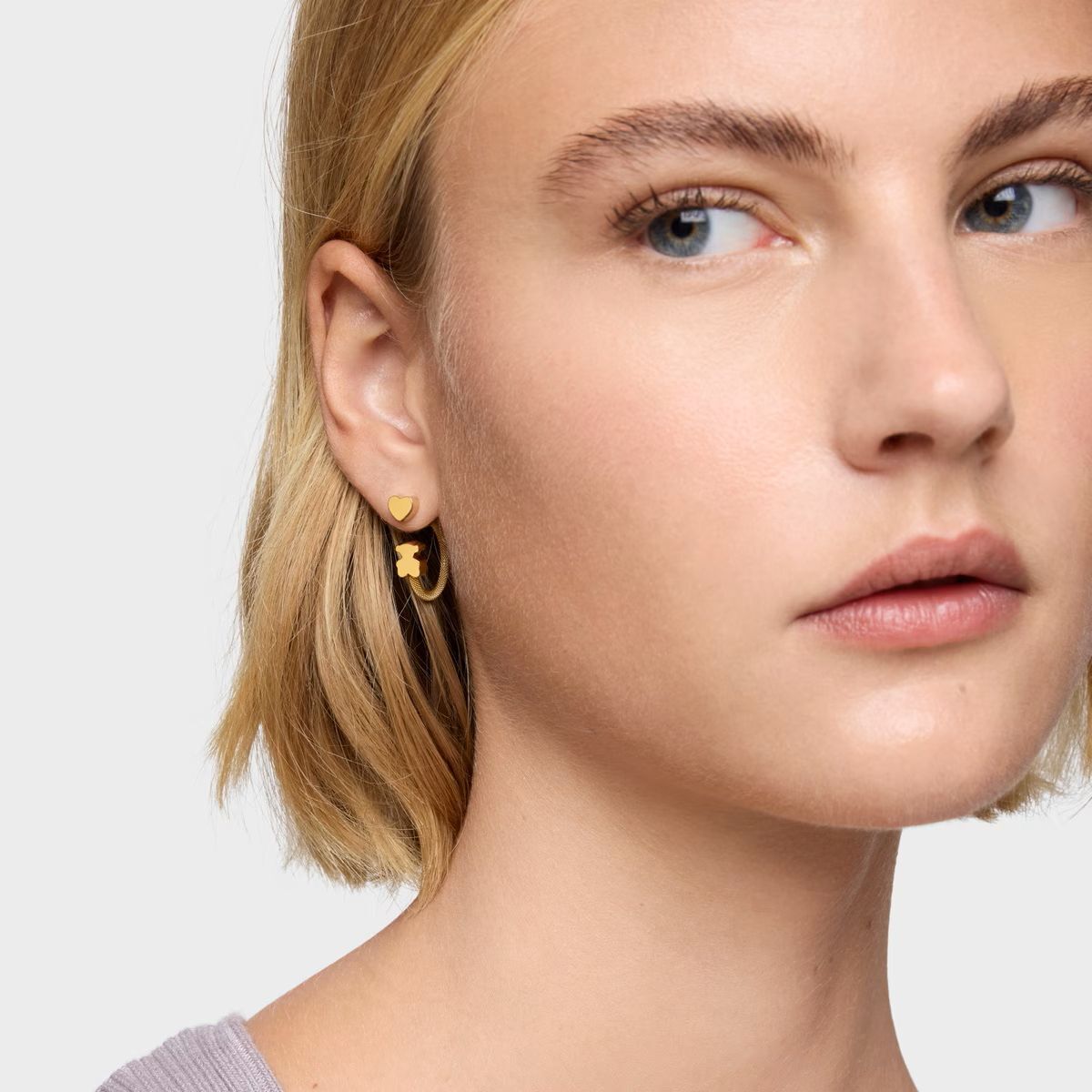 Pendientes aro con baño de oro 18 kt sobre plata y motivos Icon Mesh de Tous