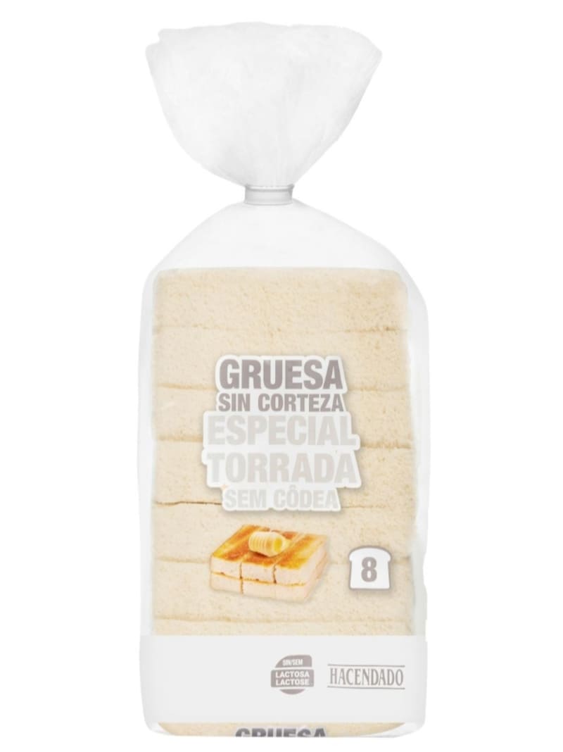 Pan de molde blanco rebanada gruesa sin corteza Hacendado