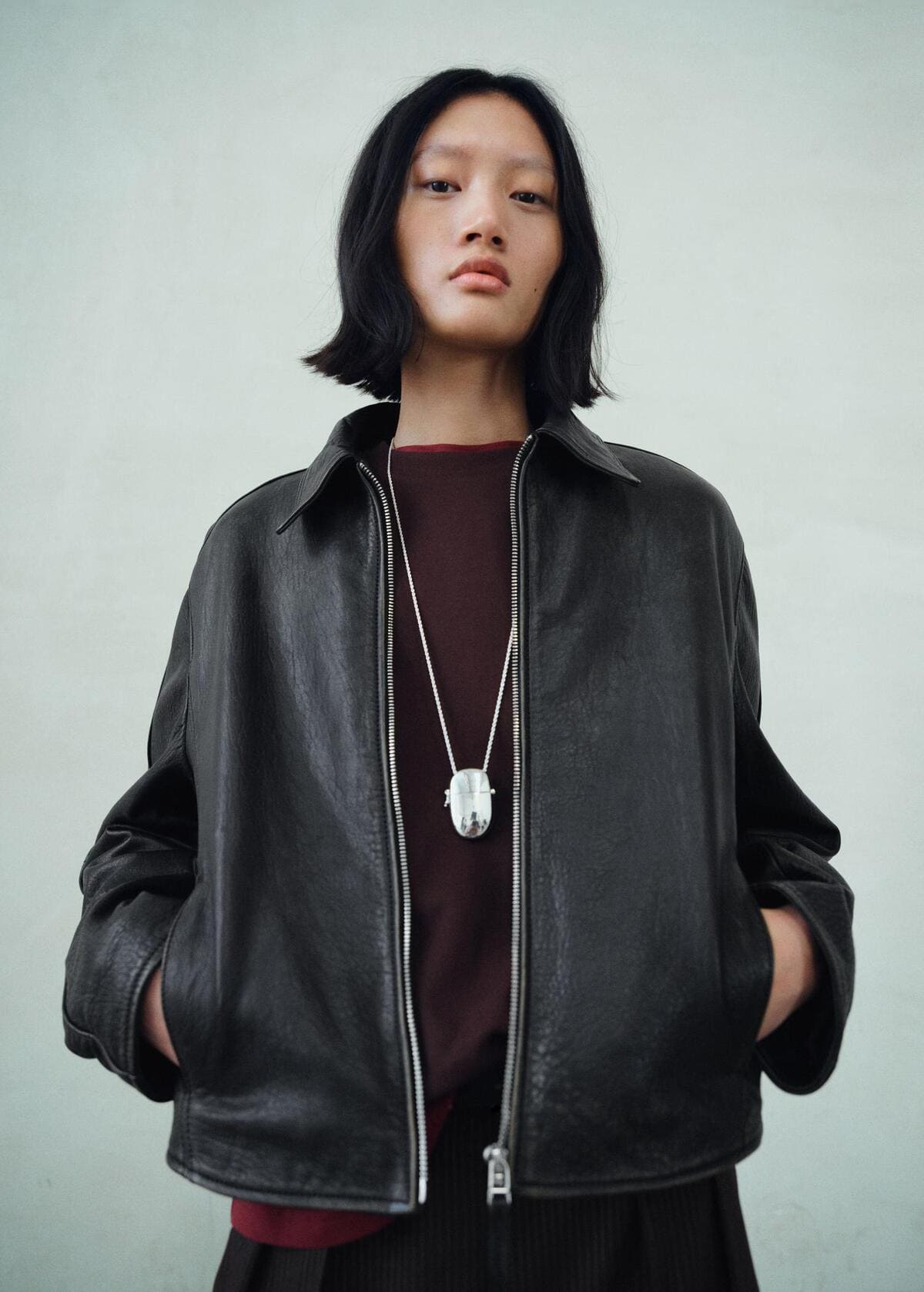 Chaqueta de piel solapas