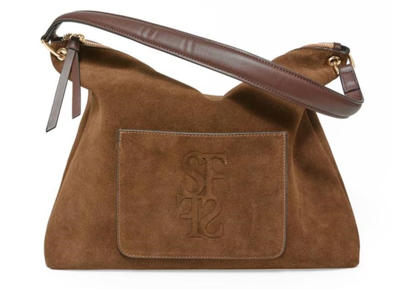 Bolso de piel con detalle de bolsillo frontal