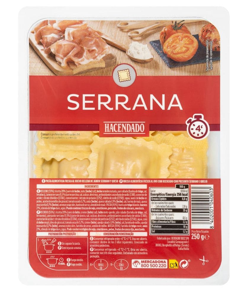 Pasta fresca ravioli Hacendado